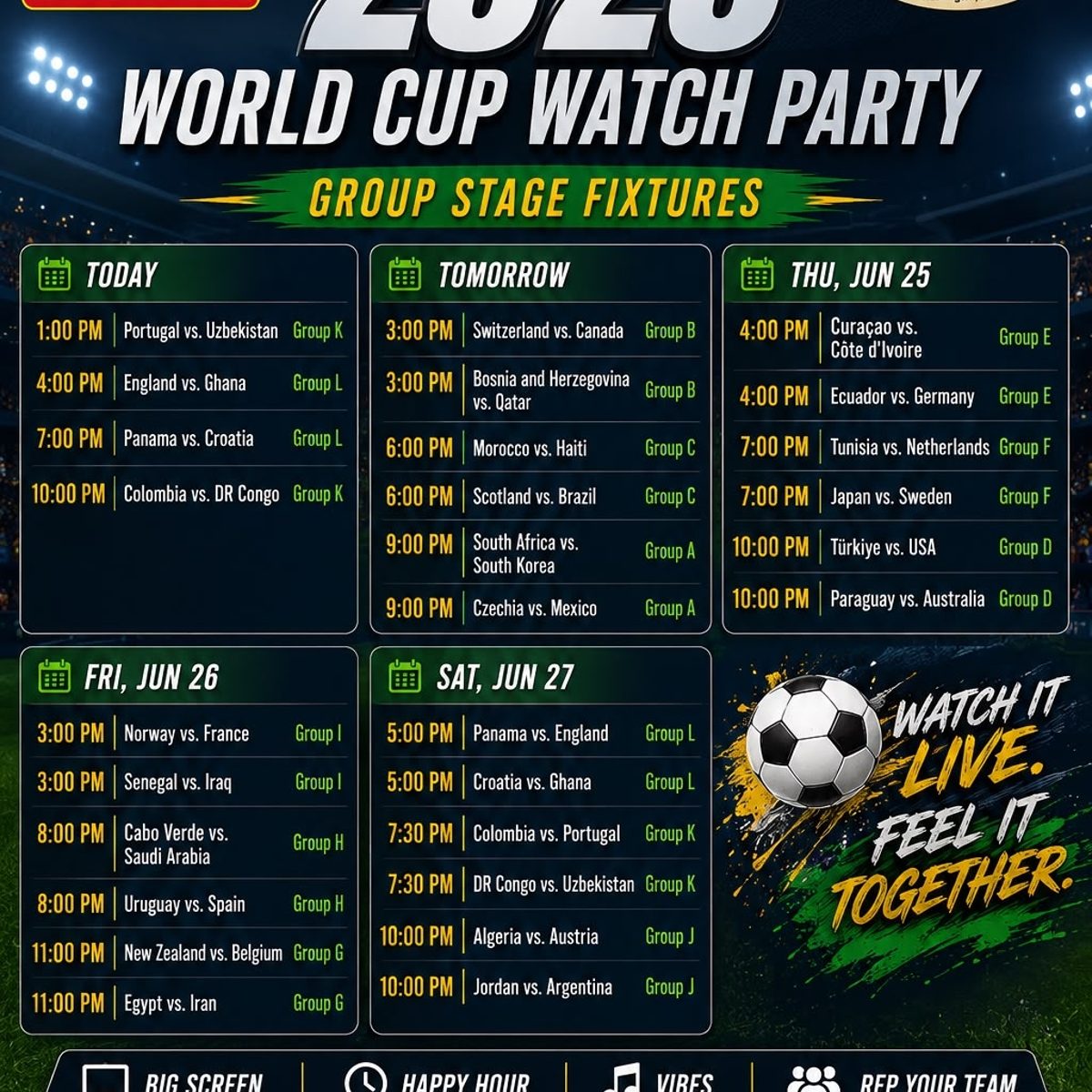 Catch the FIFA World Cup at The Jerk Pit!